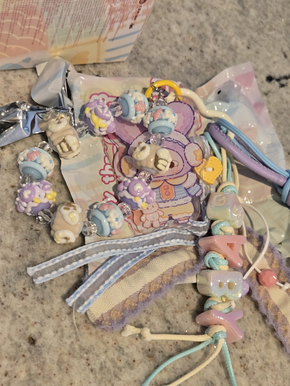 Baby Three Pastel Bunny Keychain Charm - Picture 3 of 5